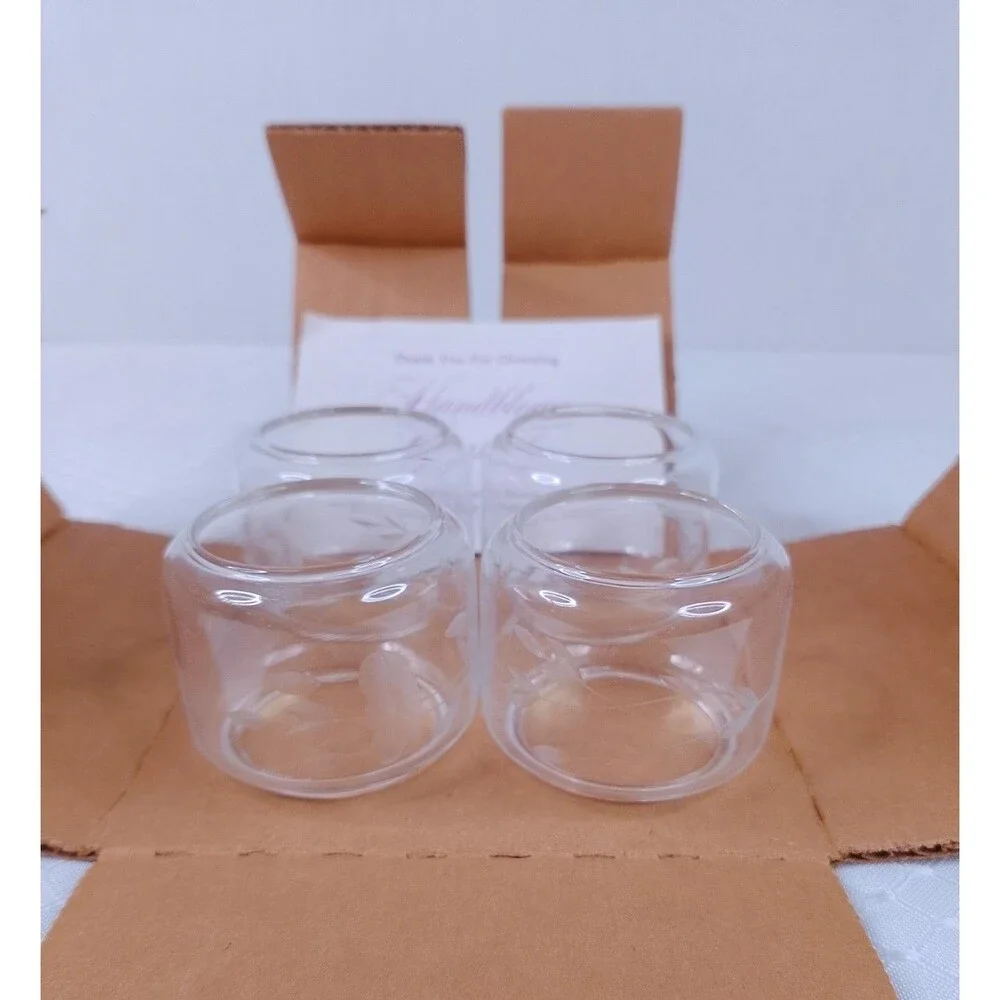 VTG Princess House Heritage Crystal Napkin Rings Set of 4 #405 NIB Handblown